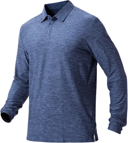 Vista 18 de NAVISKIN Camisas polo de manga larga para hombre, camisas de golf con cuello UPF 50 SPF para hombre, secado rápido, absorbe la humedad