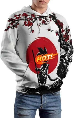 Vista 5 de Anime Hoodie, Novelty Hooded Pullover Sweatshirt, Casual Cosplay Sweatshirt for Men Women