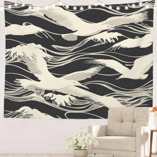 Vista 53 de Batmerry Abstract Repeat Polyester Tapestry, Tiled Directional Lightweight Wall Hanging High-Definition Print Backdrop For Dorm Room Bedroom Living