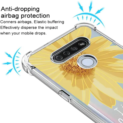 Vista 5 de Osophter Funda para LG K51, LG Reflect Funda transparente con flores para niñas y mujeres, esquinas reforzadas transparentes de poliuretano