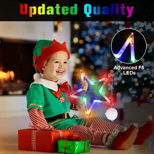 Vista 3 de Decoración de luz de ventana de Navidad, 3 luces iluminadas con forma de cascabel, árbol de Navidad, funciona con pilas, luces interiores