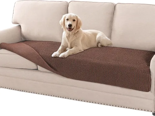 Vista 9 de Flamingo P Funda de cama de felpilla para perro, funda gruesa para sofá biplaza para perros, lavable, protector antideslizante para sofá de 2