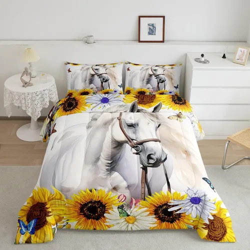 Vista 17 de Erosebridal Juego de edredón tamaño individual de animales del bosque, juego de ropa de cama de oso marrón para niños y niñas, edredón de plumón