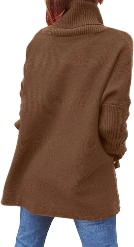 Vista 8 de LILLUSORY Women's Turtleneck Oversized Sweaters 2023 Fall Long Batwing Sleeve Spilt Hem Tunic Pullover Sweater Knit Tops