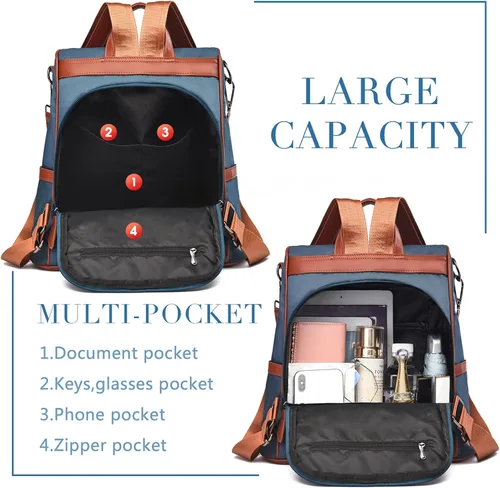 Vista 5 de Charmore - Mochila de viaje para mujer, de nylon, antirrobo, resistente al agua, ligera, estilo casual