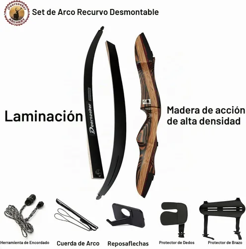 Vista 3 de Deerseeker Archery 62" Takedown Recurve Bow Set with Right Hand & Left-Handed Riser Laminated Limbs 20-60 lbs for Adults & Youth, Archery Practice &