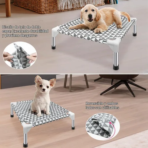 Vista 3 de Kuntrust Cama Elevada para Perros de Exterior Actualizada Catre para Mascotas Elevado Cama Refrescante para Cachorros Cama Elevada para Perros