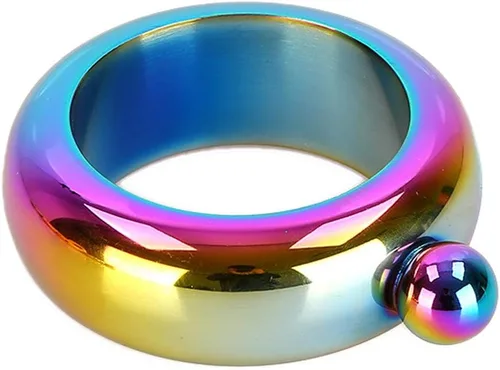 Vista 2 de 3.5oz suave acero inoxidable pulsera portátil frasco de cadera para almacenar whisky/alcohol colorido