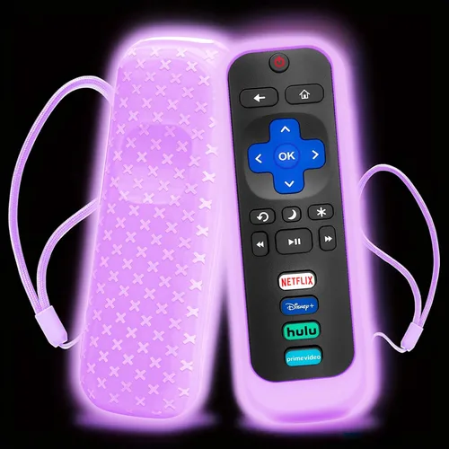 Vista 7 de Funda para TCL Roku TV RC280 Remoto, cubierta de batería para Hisense Roku Remoto Reemplazo de Silicona Universal Funda Piel Brillante