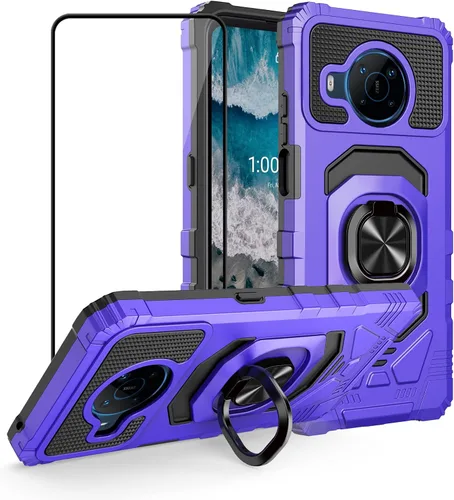 Vista 7 de Ailiber Funda para Nokia X100, Nokia X100 con protector de pantalla de vidrio templado, soporte de anillo para montaje magnético de automóvil, funda