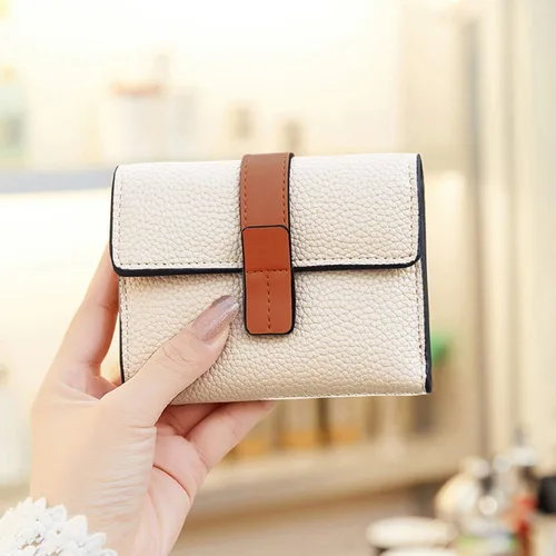 Vista 5 de AOXONEL Billetera pequeña de cuero para mujer, billetera Rfid para mujer, billetera triple plegable, compacta con ranuras para tarjetas y bolsillo