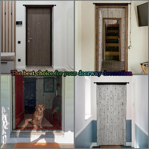 Vista 8 de Cortinas de cuentas para puerta, cortinas de cuentas para colgar, divisor de habitación, decoración de cuentas, panel de flecos con purpurina