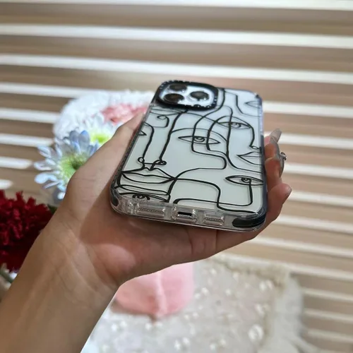Vista 5 de Funda para iPhone 14 Plus, lindo diseño artístico de líneas faciales, diseño kawaii, diseño femenino de dibujos animados para mujeres, niñas