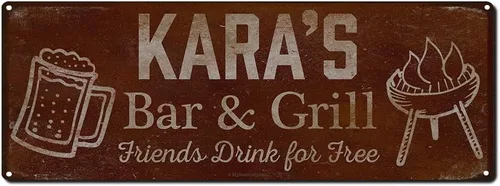 Vista 14 de Adam's Bar and Grill Friends Drink for Free, cartel de aluminio de 5.75 x 15.5 pulgadas, accesorios personalizados para bar y decoración de pared