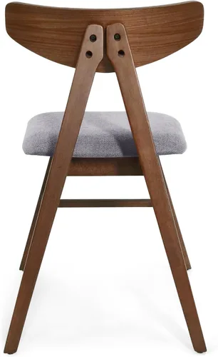 Vista 4 de Christopher Knight Home Stocker - Sillas de comedor tapizadas, color gris oscuro/nogal (juego de 2)