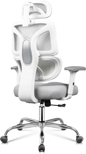 Vista 11 de DEVAISE Silla de escritorio ergonómica de malla, soporte lumbar ajustable separado, cojín grande, reposabrazos abatibles, inclinación oscilante