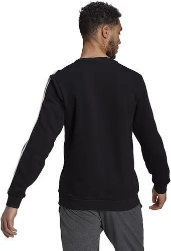 Vista 2 de adidas Essentials - Sudadera de forro polar de 3 rayas para hombre, Negro-blanco
