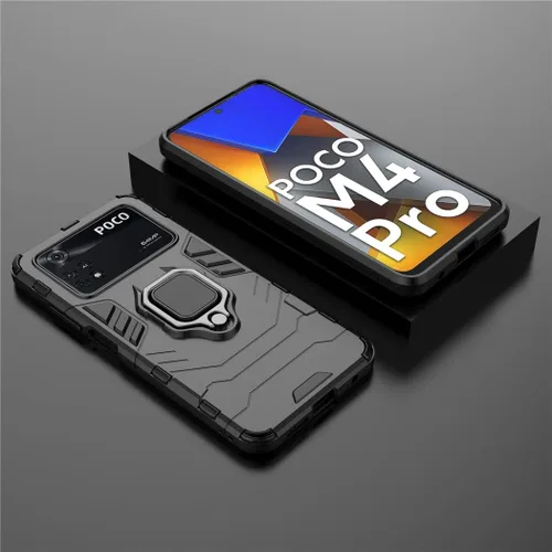 Vista 6 de MaiJin Compatible con funda Xiaomi Mi Poco M4 Pro 4G, soporte de anillo de metal a prueba de golpes (funciona con soporte magnético para automóvil)