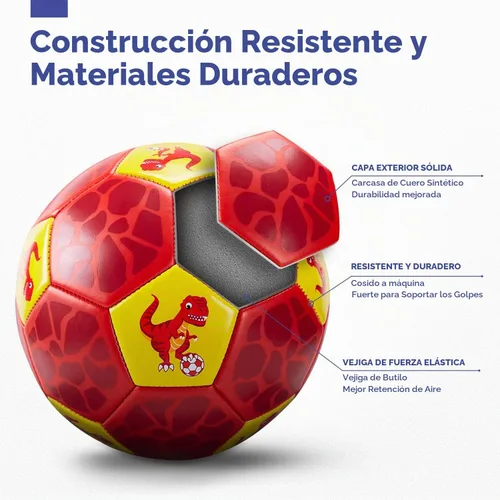 Vista 2 de hahaland Balón de fútbol tamaño 3 para niños con bolsa de malla de bomba Rojo