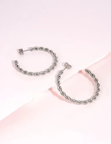 Vista 6 de Limerencia Aretes de aro hipoalergénicos G23 de titanio puro, grandes abiertos, ligeros, con circonita cúbica, para mujeres y niñas, orejas sensibles