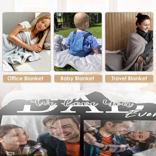 Vista 24 de Manta personalizada con imagen, manta personalizada con texto de fotos, manta de fotos personalizada para amiga, mamá y papá, regalos personalizados