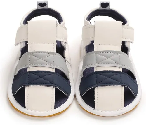 Vista 3 de COSANKIM Sandalias de verano para bebés, niños y niñas, antideslizantes, suela suave, zapatos de cuna para primeros pasos (0-18 meses)