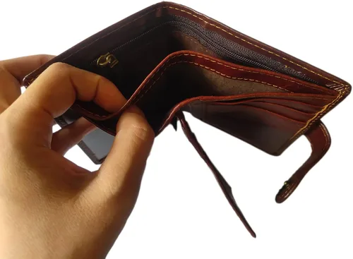 Vista 7 de Hombres Cool Eagle Wolf Caballo Totem Cuero Vaca Cartera Vertical Cremallera Multi-tarjeta Titular de la tarjeta (Wolf Totem A)