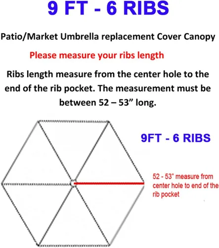 Vista 4 de Bellrino Replacement Umbrella Canopy for 9ft 6 Ribs Tan color (Canopy Only)