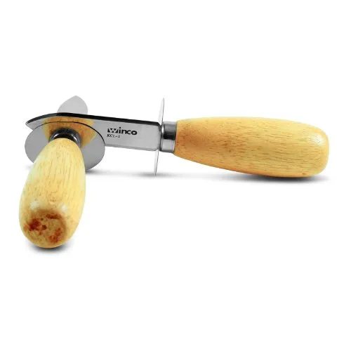 Vista 2 de Winco Cuchillo de ostras de 6 pulgadas, desbrozador de ostras, cuchillo de almeja, acero inoxidable, con funda de protección de mano, mango