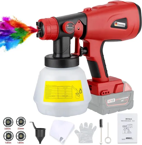 Vista 9 de Pulverizador de pintura compatible con batería DEWALT 20V MAX, pistola de pintura eléctrica HVLP inalámbrica con 3 patrones de pulverización y 4