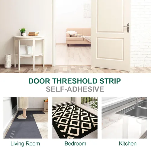 Vista 6 de uxcell Tira de transición de suelo autoadhesiva, tira de cubierta de puerta laminada de PVC de 3 pulgadas de ancho para puerta de menos de 3 Blanco
