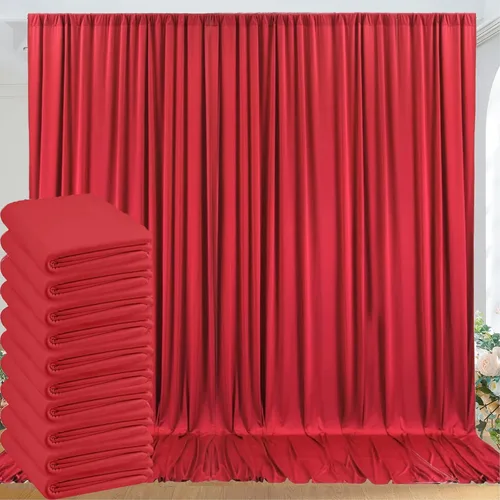 Vista 16 de Paneles de cortinas de fondo rojo sin arrugas de 30 x 8 pies para fiestas, cortinas de fondo de fotos de poliéster, 6 paneles de 5 x 8 pies
