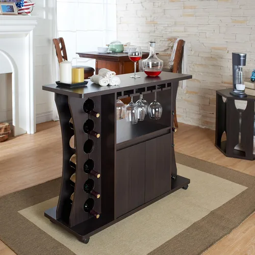 Vista 3 de ioHOMES Henley mesa alta de bar no empotrada con estante de vino, Espresso