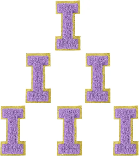 Vista 100 de 6 parches de letras de felpilla autoadhesivas de 2 pulgadas, parches de letras universitarias de la A a la Z, parche de reparación bordado