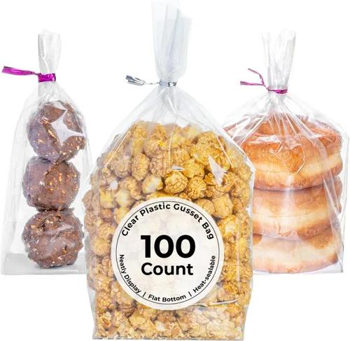 Vista 16 de Restaurantware Bag Tek - Bolsas al por menor de 2 x 1.5 x 5 pulgadas, 100 bolsas duraderas para dulces - Bolsas BOPP transparentes desechables