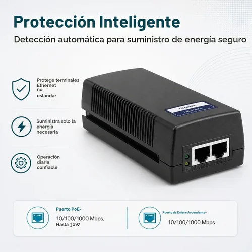 Vista 5 de BV-Tech Inyector Gigabit PoE+ de 30 W (rango de 325 pies) – 54V IEEE 802.3at/af y adaptador de corriente Plug and Play compatible con NDAA