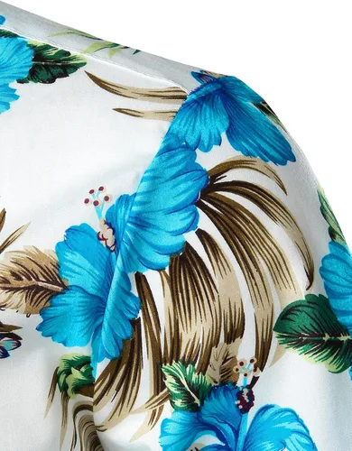 Vista 5 de JOGAL Camisa hawaiana Aloha de manga corta para hombre