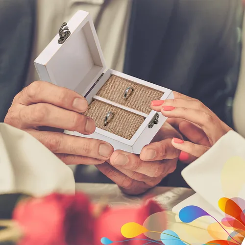 Vista 7 de Caja de madera para anillo de ceremonia de boda soporte de anillo de madera rústico para anillos de matrimonio y joyería de pareja
