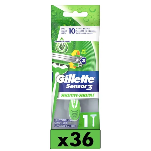 Vista 13 de Gillette Sensor3 Sensitive - Maquinilla de afeitar desechable para hombre, 4 maquinillas de afeitar