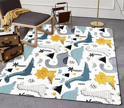 Vista 4 de Alfombra de área de dibujos animados para niños, 2 x 3 pies, lindo dinosaurio de animales, alfombra decorativa para habitación de bebé, alfombra