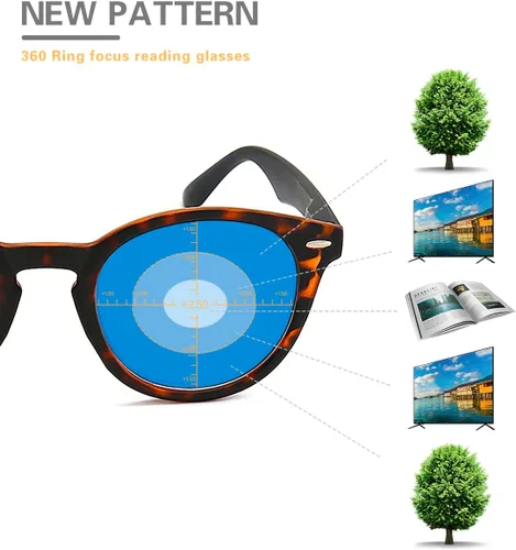 Vista 5 de MIRYEA Lentes de enfoque de anillo de 360 grados, lentes de lectura multifocales progresivos, lectores multifocales para computadora para hombres