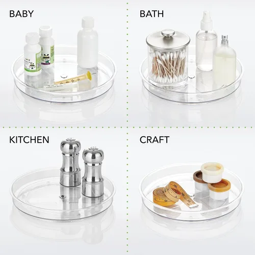 Vista 5 de mDesign Lazy Susan - Plato giratorio de plástico para cocina/baño, despensa, refrigerador, armarios u organización de mostradores, organizador