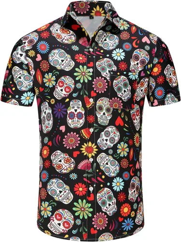 Vista 78 de KYKU - Camisa hawaiana funky para hombre, ropa tropical para vacaciones en Palm Beach