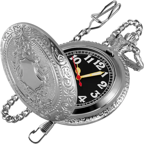 Vista 9 de Shield - Reloj de bolsillo para hombre, escala digital de números arábigos, reloj de bolsillo de cuarzo para hombre, relojes de bolsillo de cuarzo