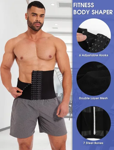 Vista 4 de Faja moldeadora de cintura para hombres, faja moldeadora de abdomen, banda de apoyo para la espalda, cinturón moldeador de cuerpo