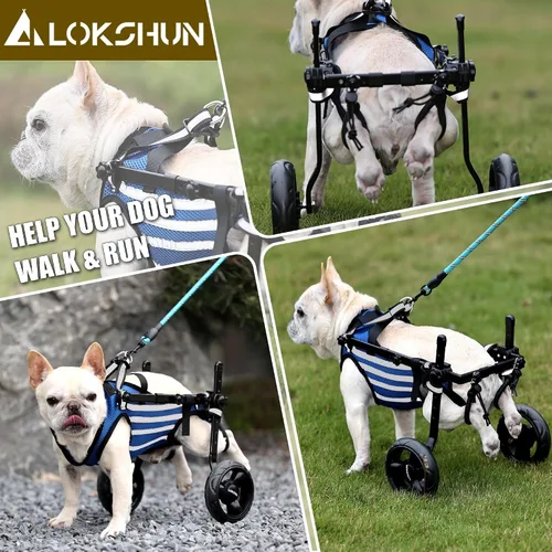 Vista 6 de Silla de ruedas pequeña para perros con patas traseras para perros con patas traseras discapacitadas, para caminar, carritos ajustables para perros