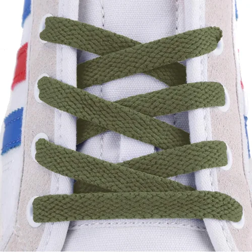 Vista 3 de 2 pares de cordones de repuesto, planos de 5/16 pulgadas para tenis de Converse Verde militar