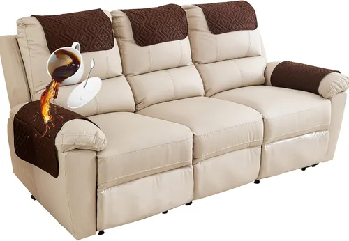 Vista 39 de Funda para Reposabrazos de Sofá, Funda para Reposacabezas de Silla Reclinable, Funda de Sillón con Bolsillos, Protector de Muebles Acolchado Beige