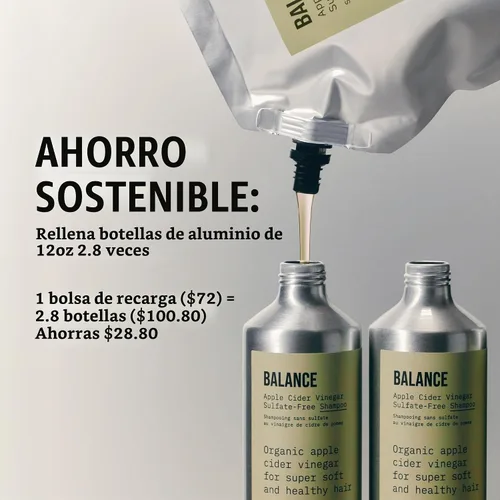Vista 4 de AG Hair BALANCE - Recambio de champú sin sulfato de vinagre de sidra de manzana, 1 litro