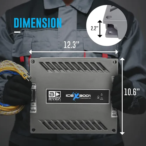 Vista 2 de Banda Ice X 3001-1 Canal 3000 Watts RMS 1 Ohm Amplificador para Coche